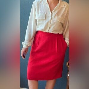 Sag Harbor Red Midi Pencil Skirt for Work